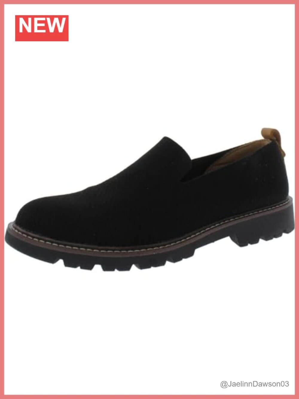 Women's Knit Loafer Block Heel Slip-On Comfort Shoes with Microfiber Footbed